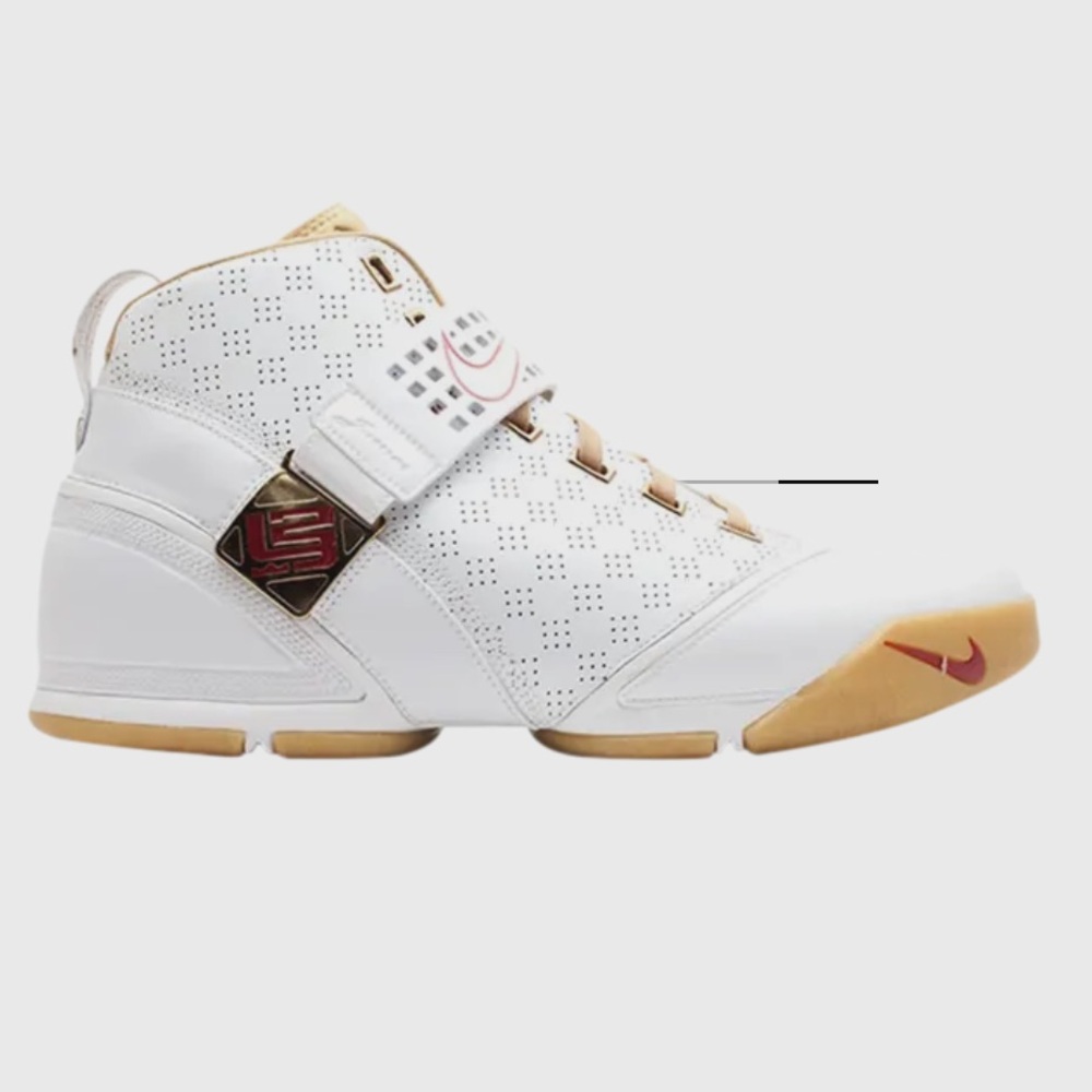 Nike Zoom LeBron 5 White Metallic Gold Sneakers